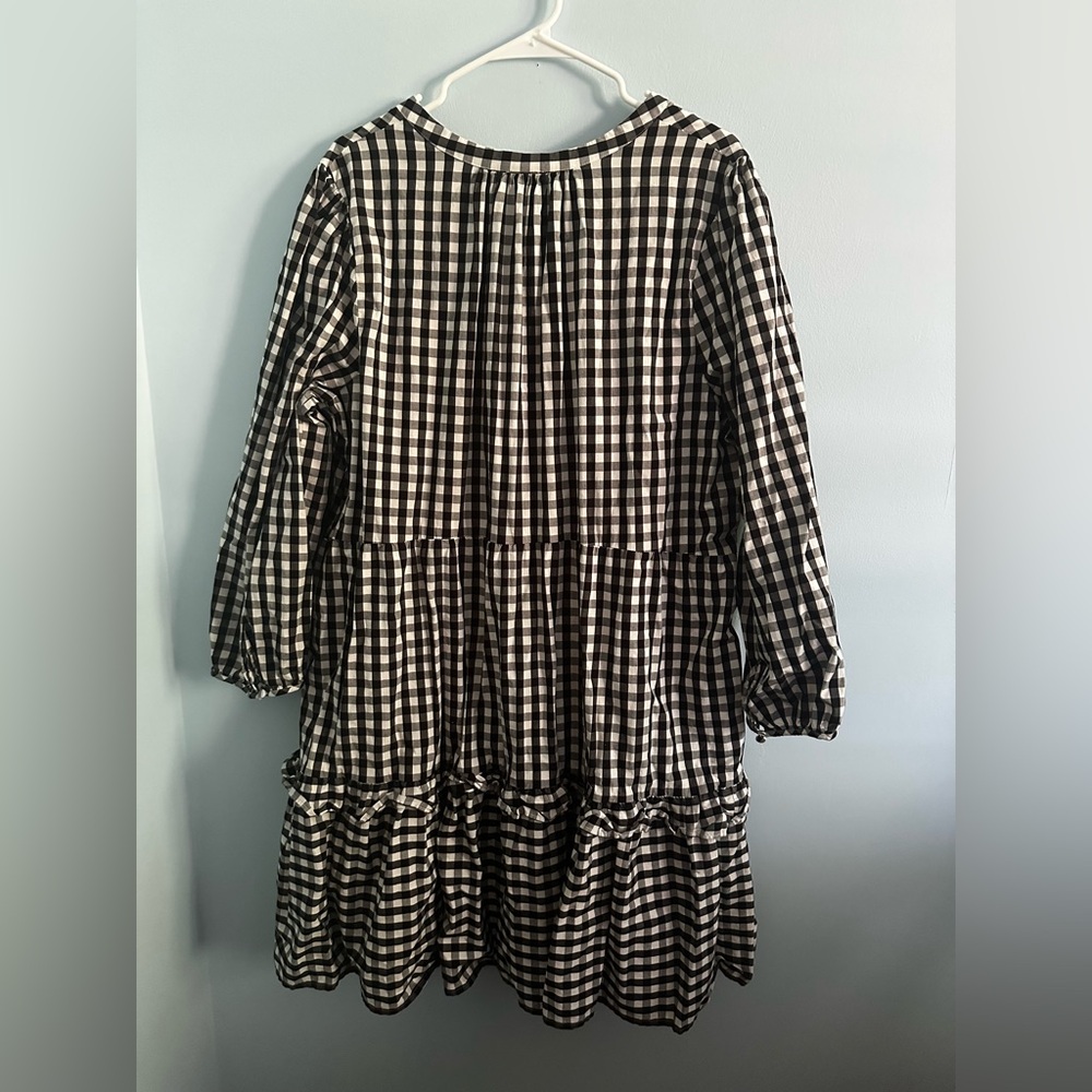 J Crew Factory Cotton poplin tiered ruffle mini dress black & white size 3x plus - Picture 4 of 9